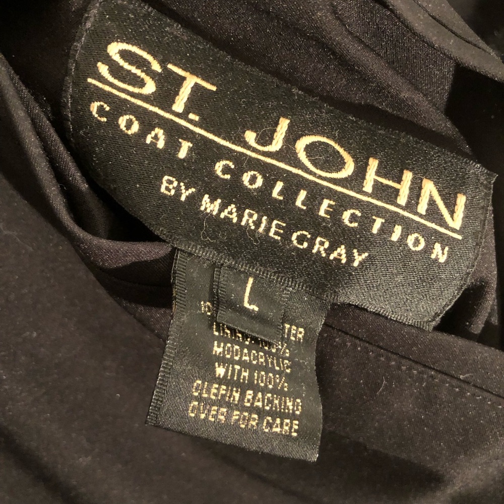 St. John Coat Collection Black Classic Mid-Length Reversible Faux Fur Coat Large - Picture 6 of 11